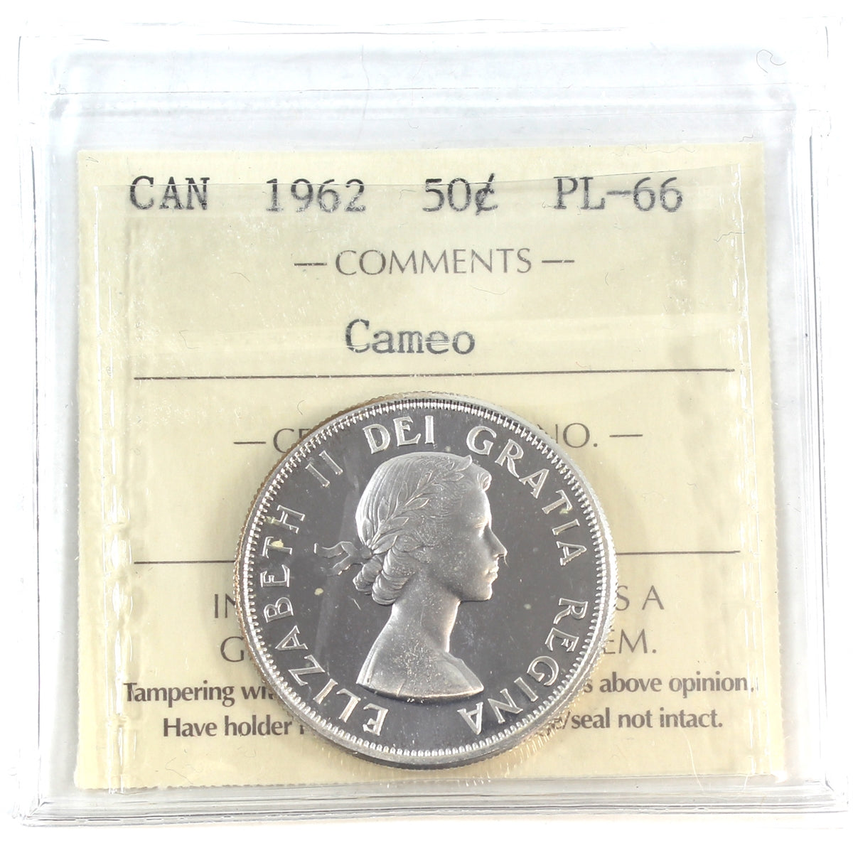 1962 Canada 50-cents ICCS Certified PL66 Cameo