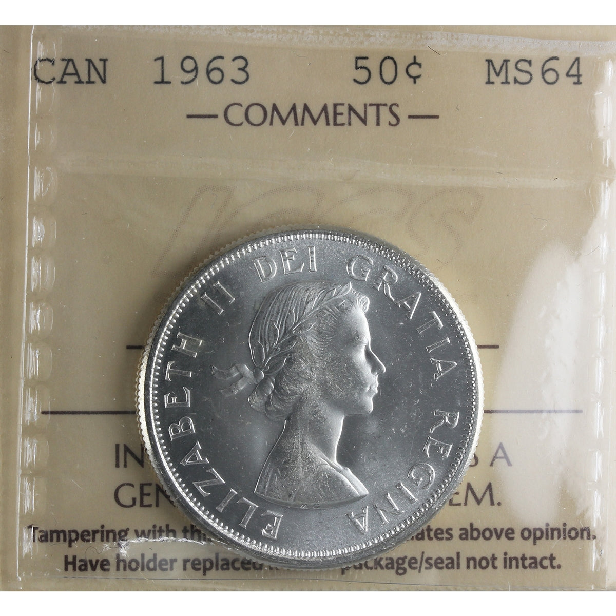 1963 Canada 50-cents ICCS Certified MS64