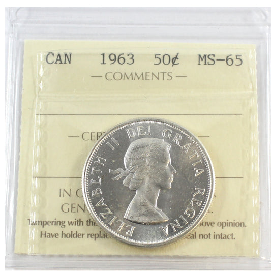 1963 Canada 50-cents ICCS Certified MS65