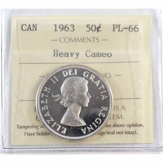 1963 Canada 50-cents ICCS Certified PL66 Heavy Cameo