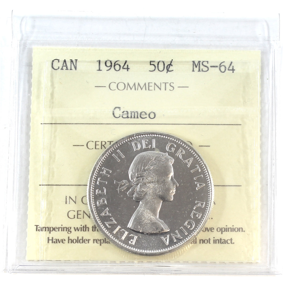 1964 Canada 50-cents ICCS Certified MS64 Cameo