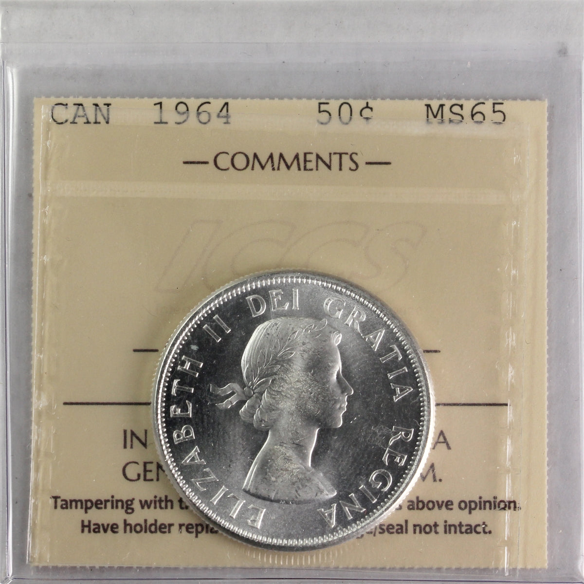 1964 Canada 50-cents ICCS Certified MS65