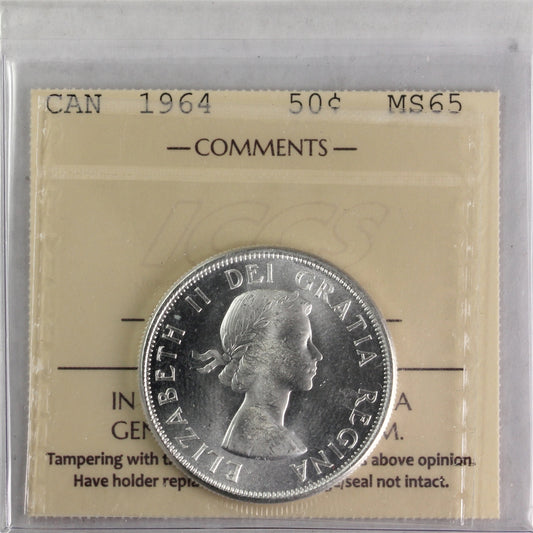 1964 Canada 50-cents ICCS Certified MS65