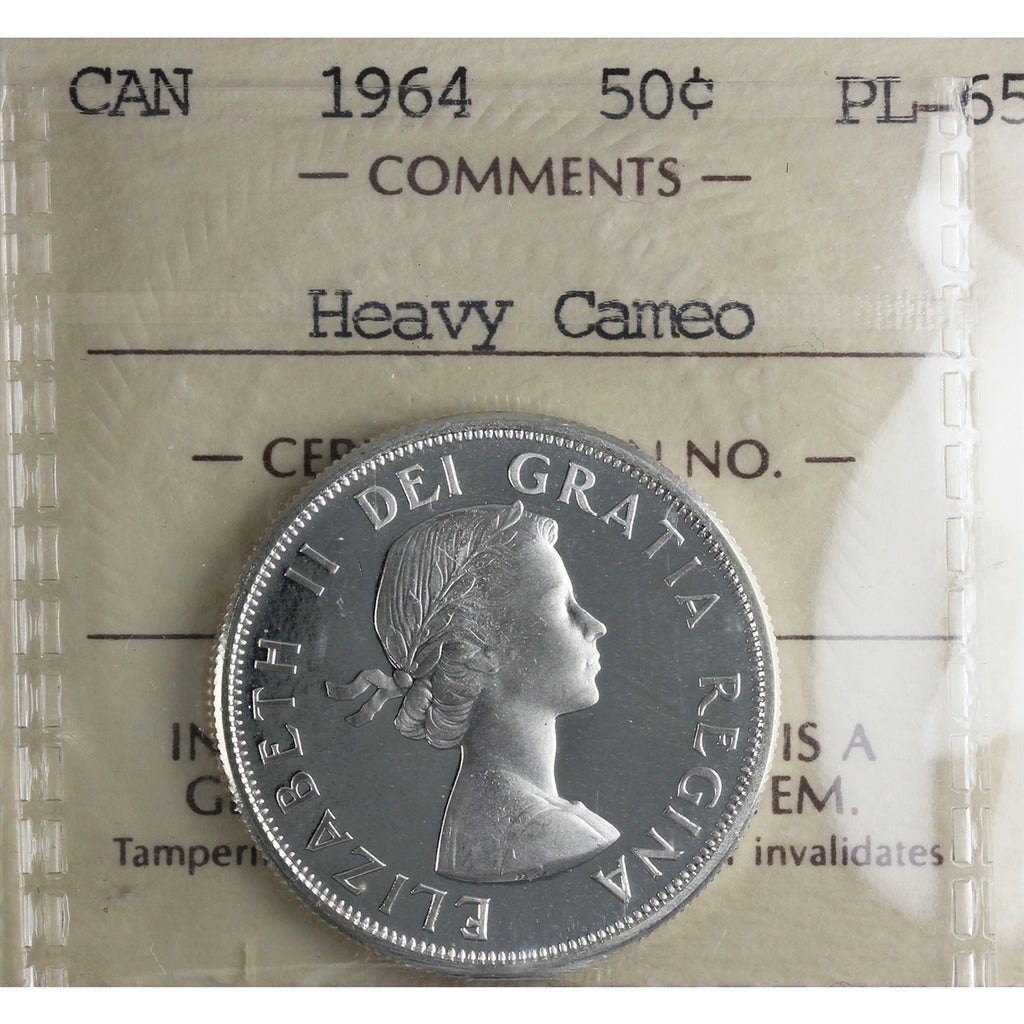 1964 Canada 50-cents ICCS Certified PL65 Heavy Cameo