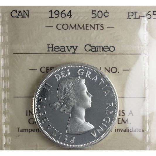 1964 Canada 50-cents ICCS Certified PL65 Heavy Cameo