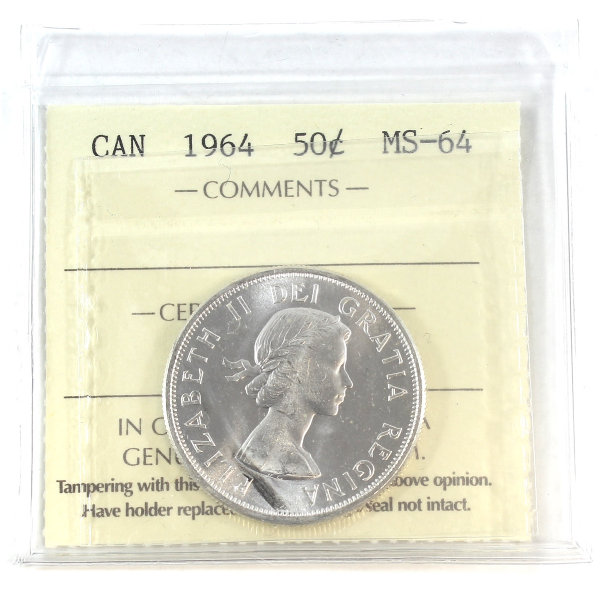 1964 Canada 50-cents ICCS Certified MS64