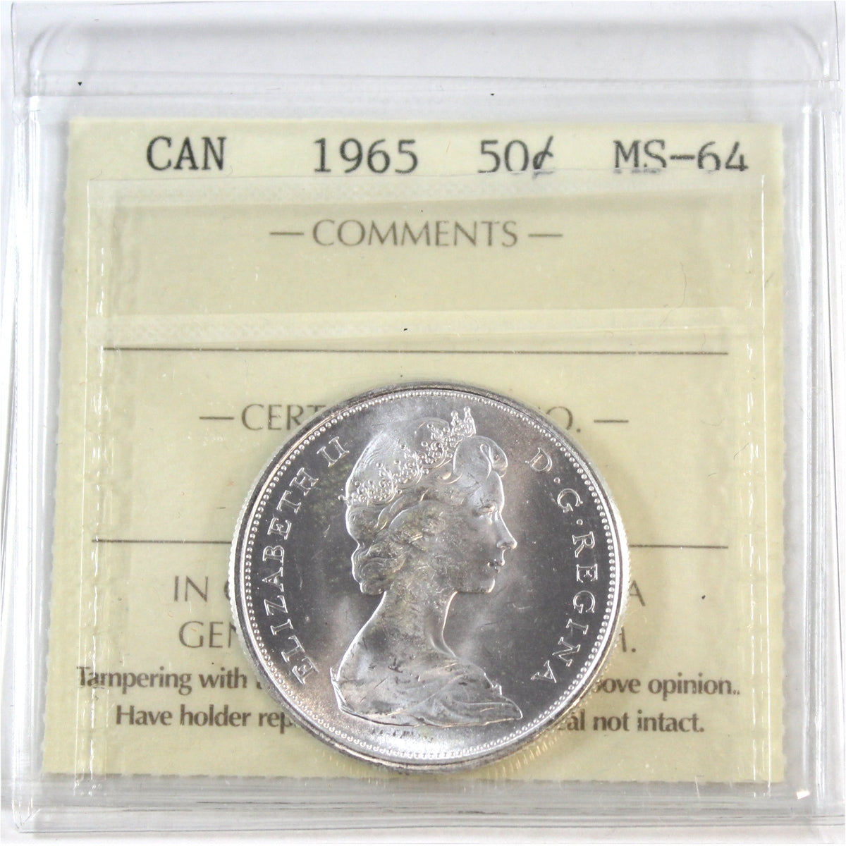1965 Canada 50-cents ICCS Certified MS64