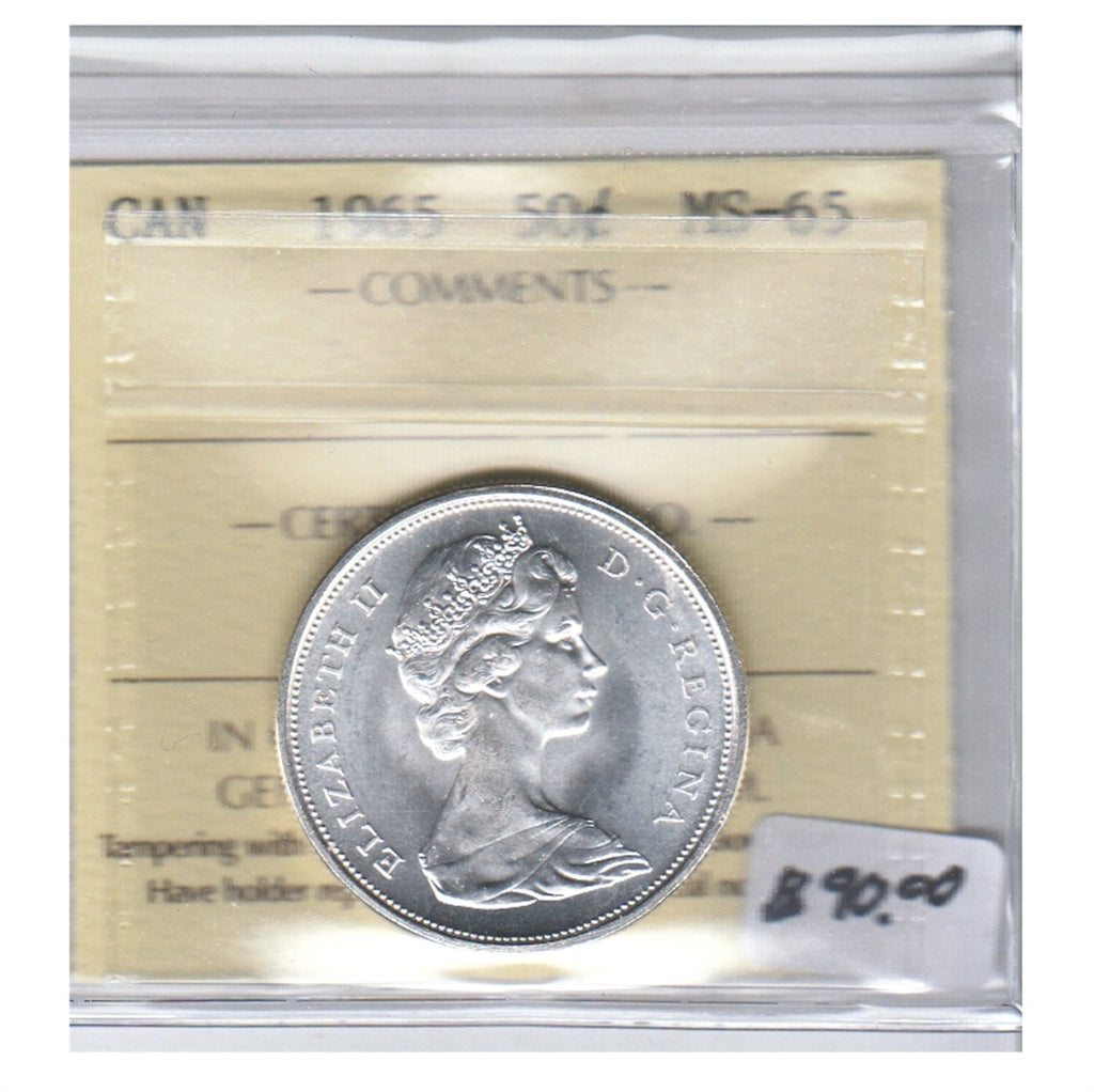 1965 Canada 50-cents ICCS Certified MS65
