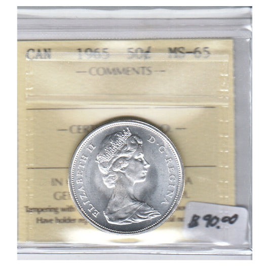 1965 Canada 50-cents ICCS Certified MS65