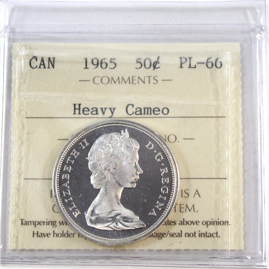 1965 Canada 50-cents ICCS Certified PL66 Heavy Cameo