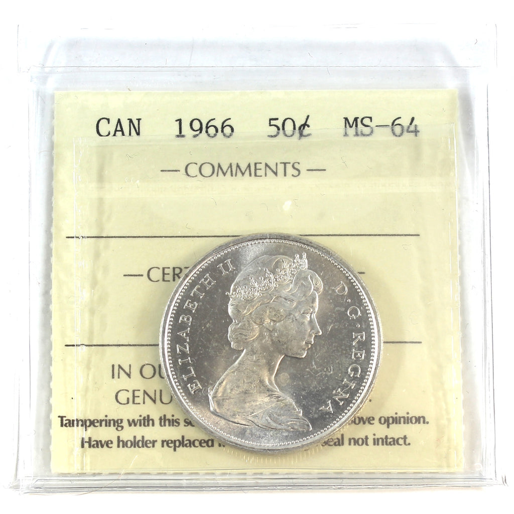 1966 Canada 50-cents ICCS Certified MS64