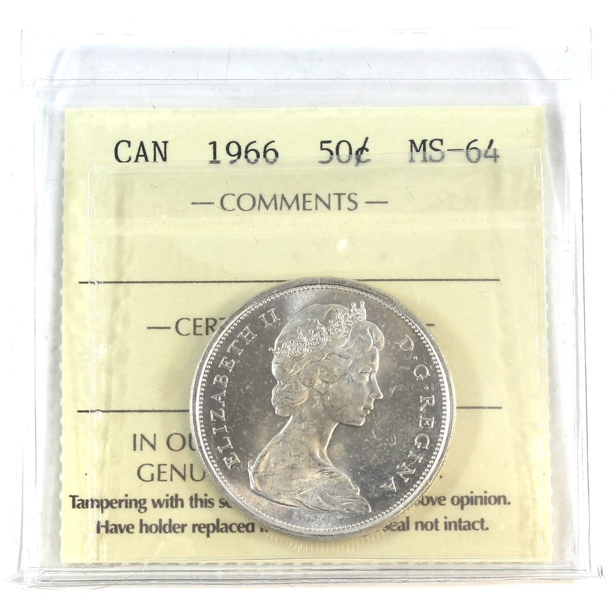 1966 Canada 50-cents ICCS Certified MS64