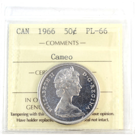 1966 Canada 50-cents ICCS Certified PL66 Cameo