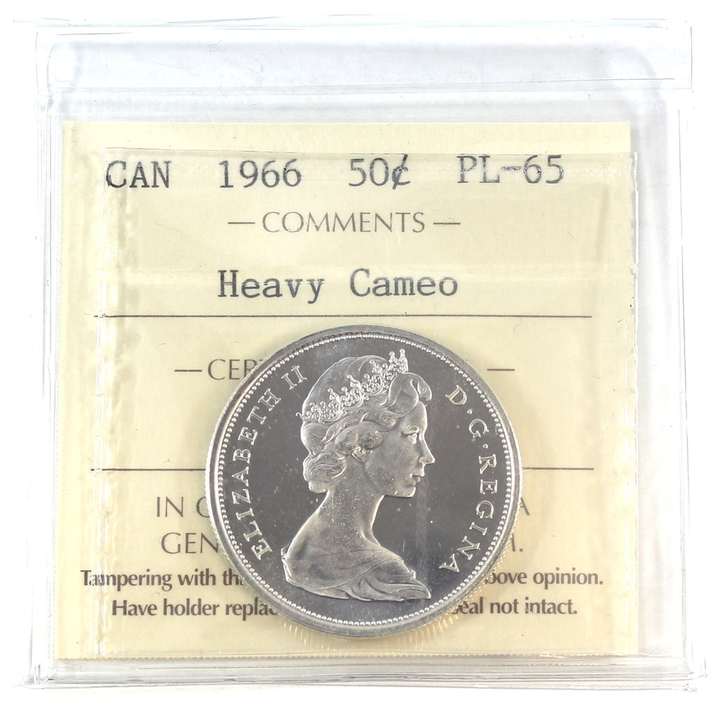1966 Canada 50-cents ICCS Certified PL65 Heavy Cameo