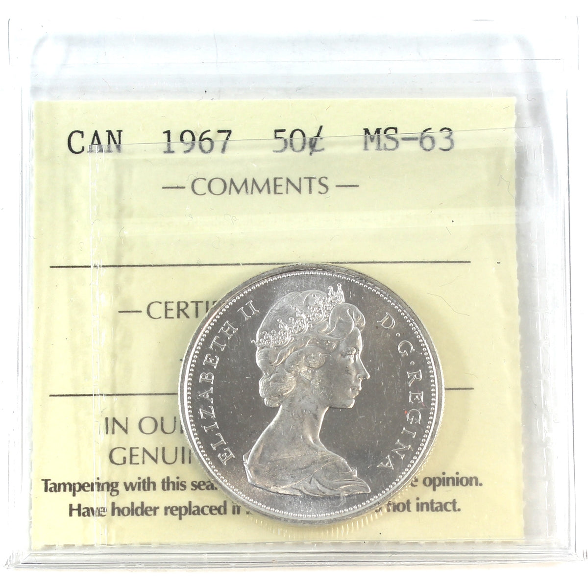 1967 Canada 50-cents ICCS Certified MS63