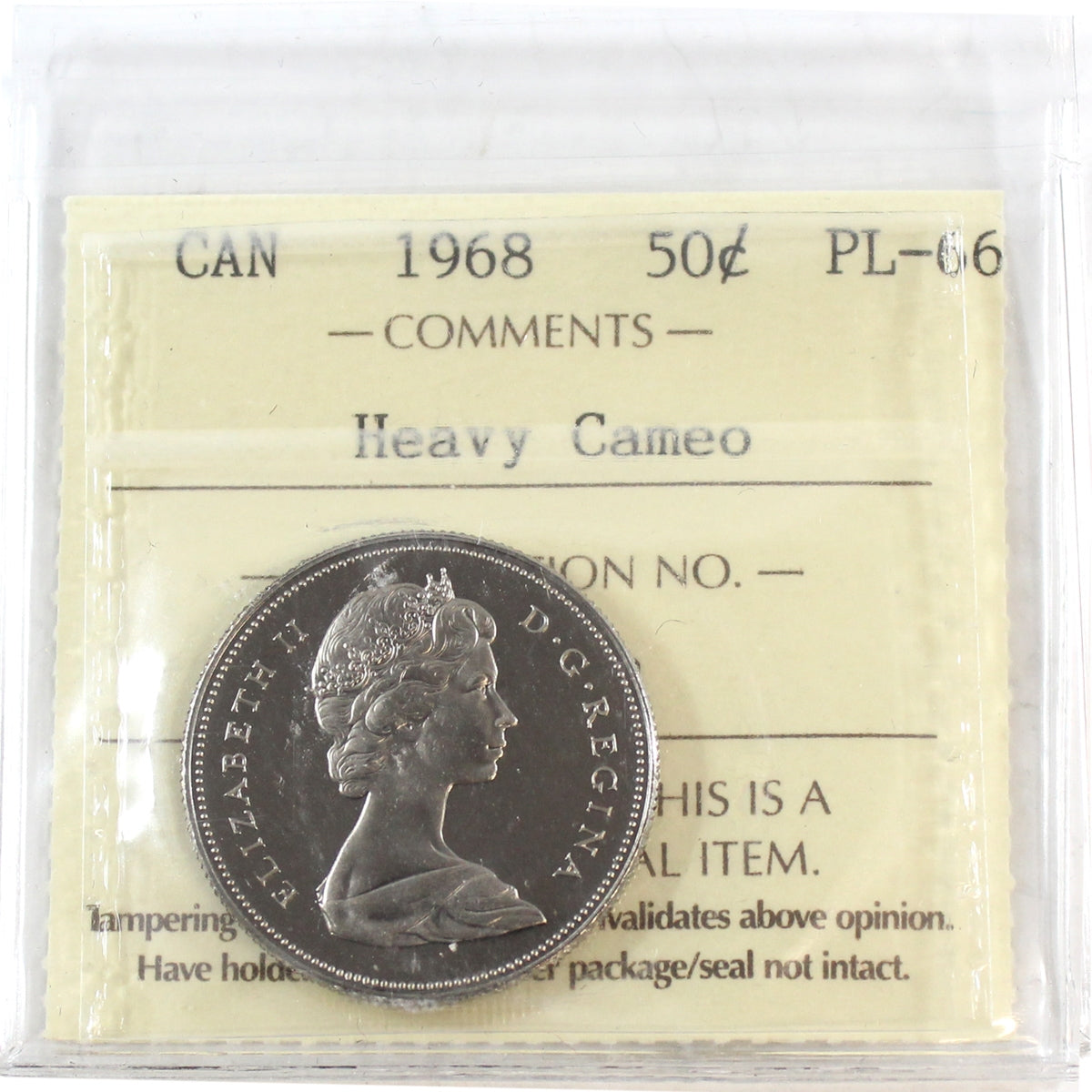 1968 Canada 50-cents ICCS Certified PL66 Heavy Cameo