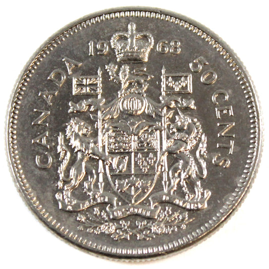 1968 Missing A Canada 50-cents AU-UNC (AU55)