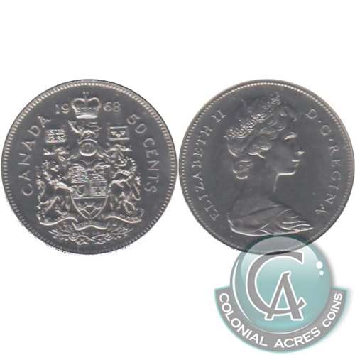 1968 Missing A Canada 50-cents Brilliant Uncirculated (MS63)