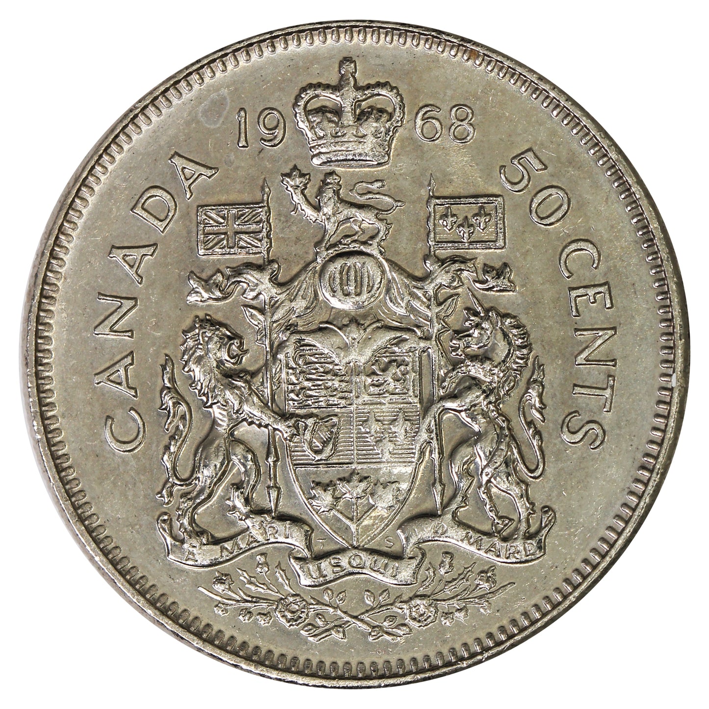 1968 Missing A Canada 50-cents Brilliant Uncirculated (MS63)