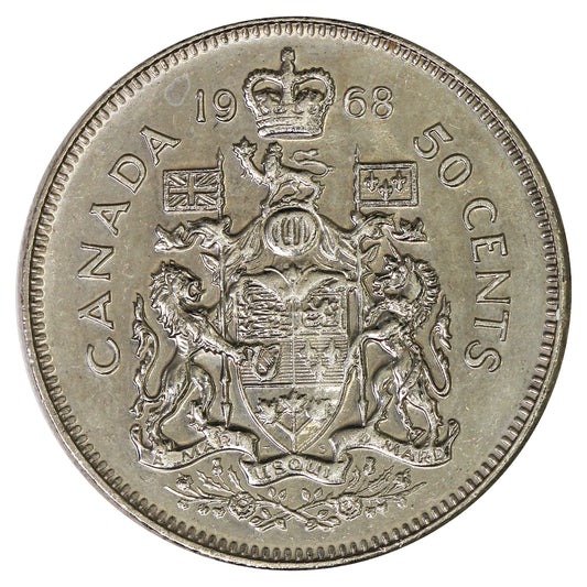 1968 Missing A Canada 50-cents Brilliant Uncirculated (MS63)