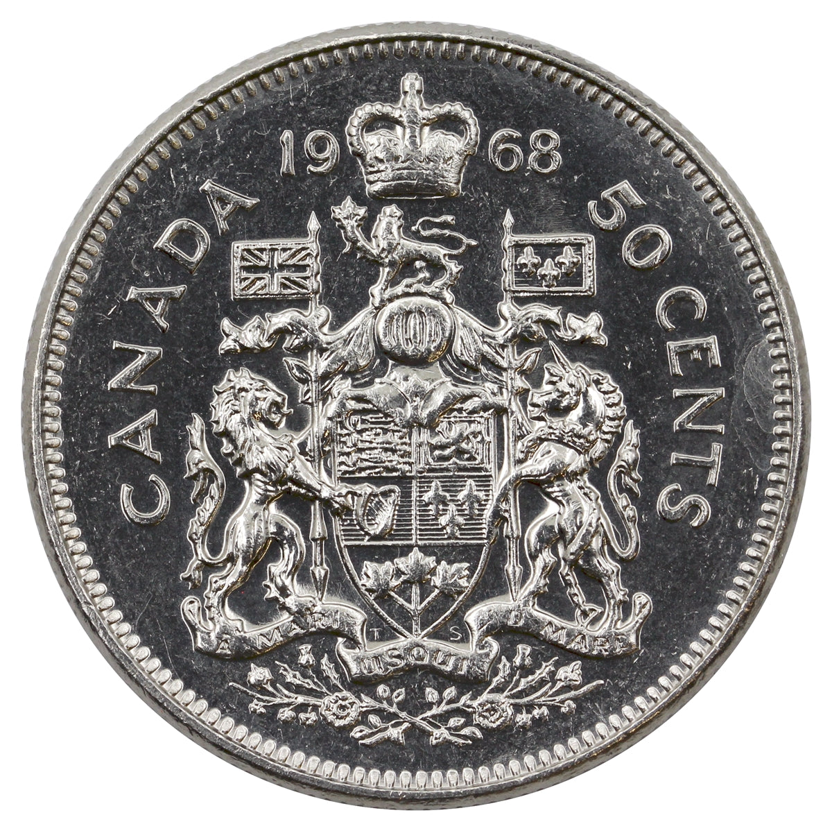 1968 Missing A Canada 50-cents UNC+ (MS62)