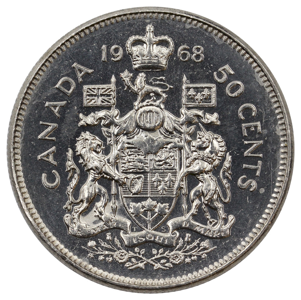 1968 Missing A Canada 50-cents Uncirculated (MS60)