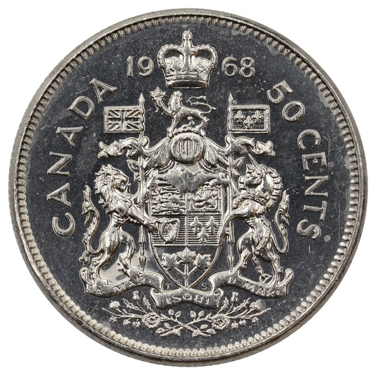 1968 Missing A Canada 50-cents Uncirculated (MS60)