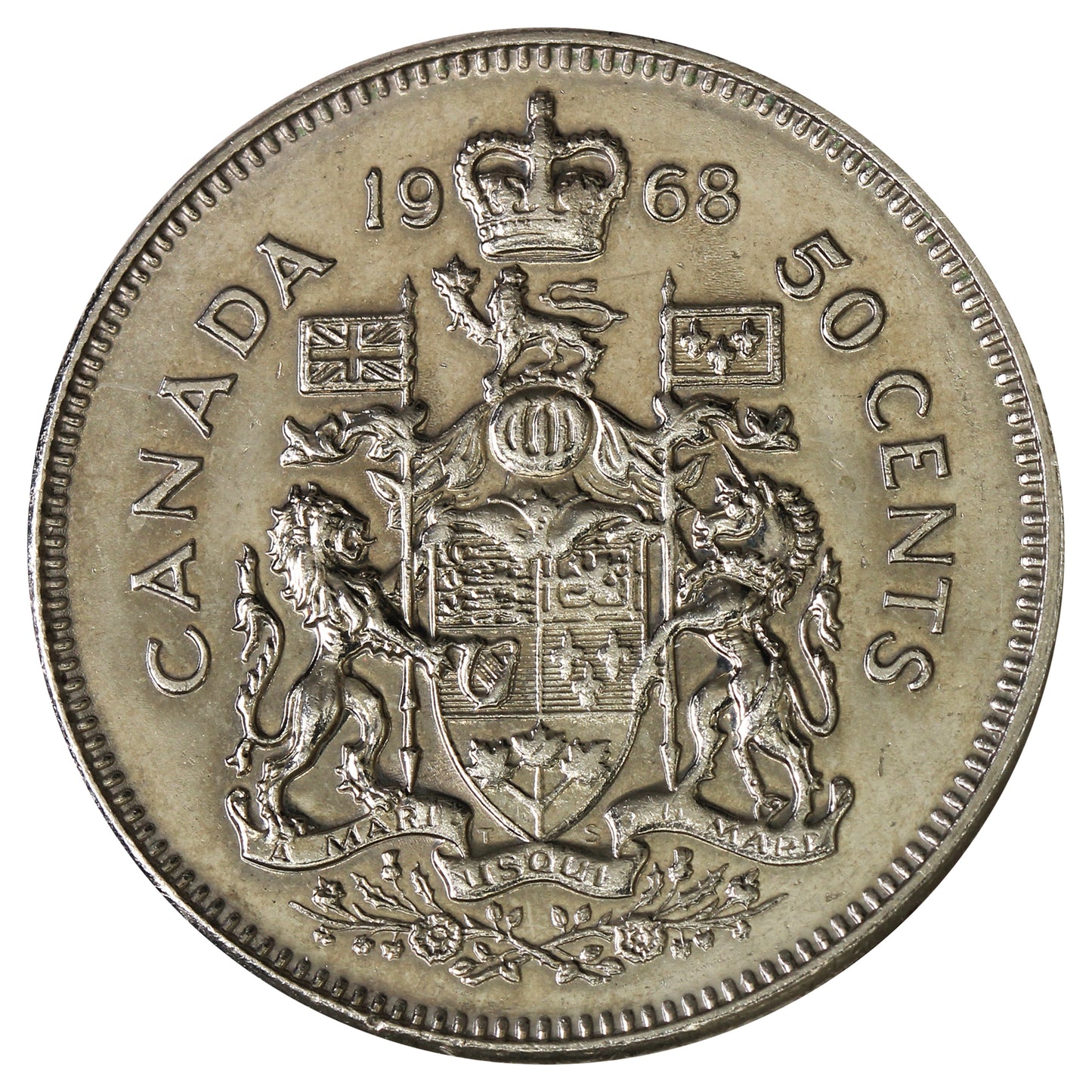 1968 Missing A Canada 50-cents Uncirculated (MS60)