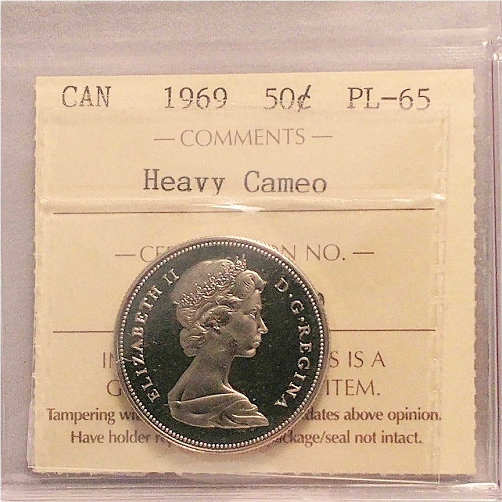 1969 Canada 50-cents ICCS Certified PL65 Heavy Cameo