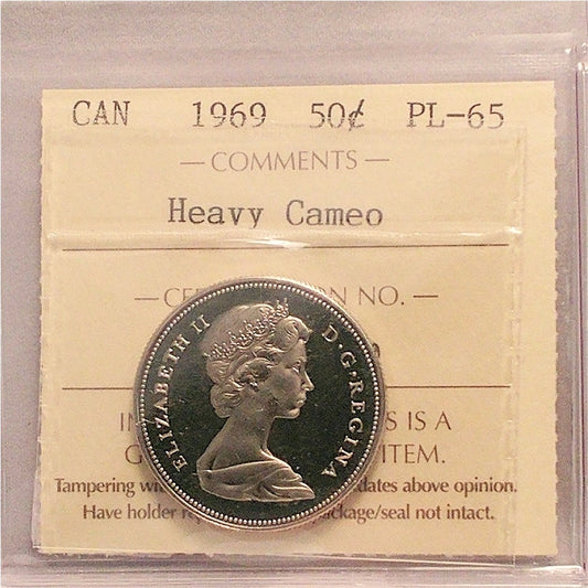 1969 Canada 50-cents ICCS Certified PL65 Heavy Cameo