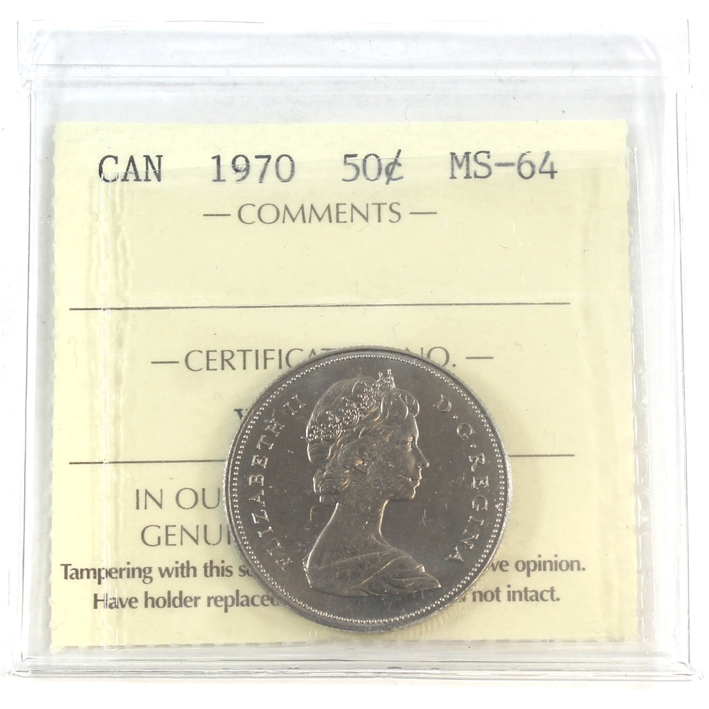 1970 Canada 50-cents ICCS Certified MS64