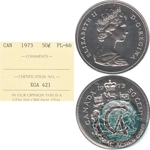 1973 Canada 50-cents ICCS Certified PL66