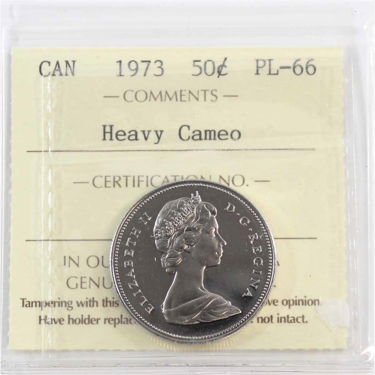 1973 Canada 50-cents ICCS Certified PL66 Heavy Cameo