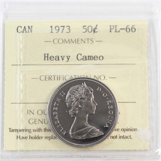 1973 Canada 50-cents ICCS Certified PL66 Heavy Cameo