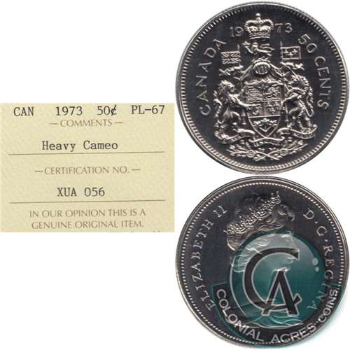 1973 Canada 50-cents ICCS Certified PL67 Heavy Cameo