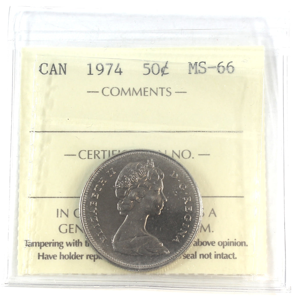 1974 Canada 50-cents ICCS Certified MS66