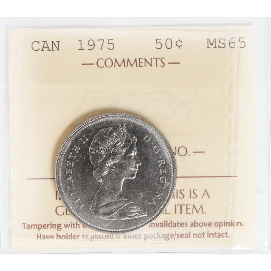1975 Canada 50-cents ICCS Certified MS65