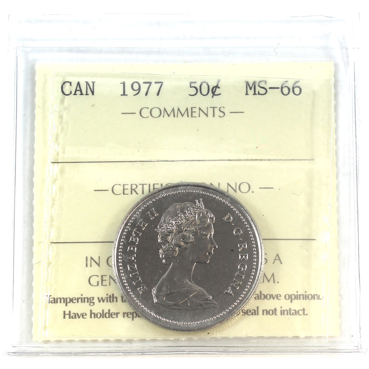 1977 Canada 50-cents ICCS Certified MS66