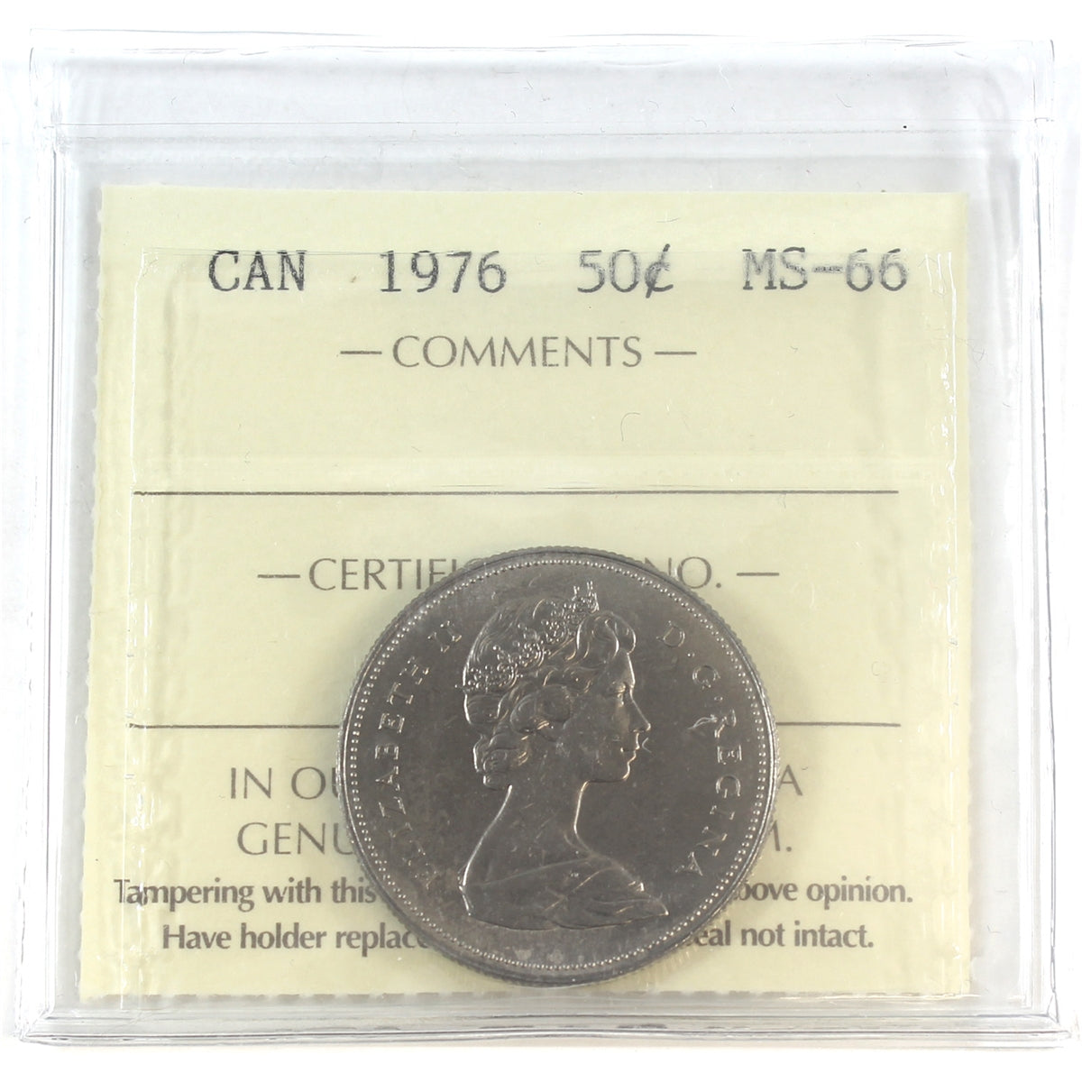 1976 Canada 50-cents ICCS Certified MS66