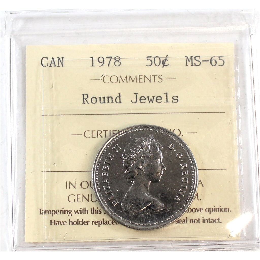 1978 Round Jewels Canada 50-cents ICCS Certified MS65