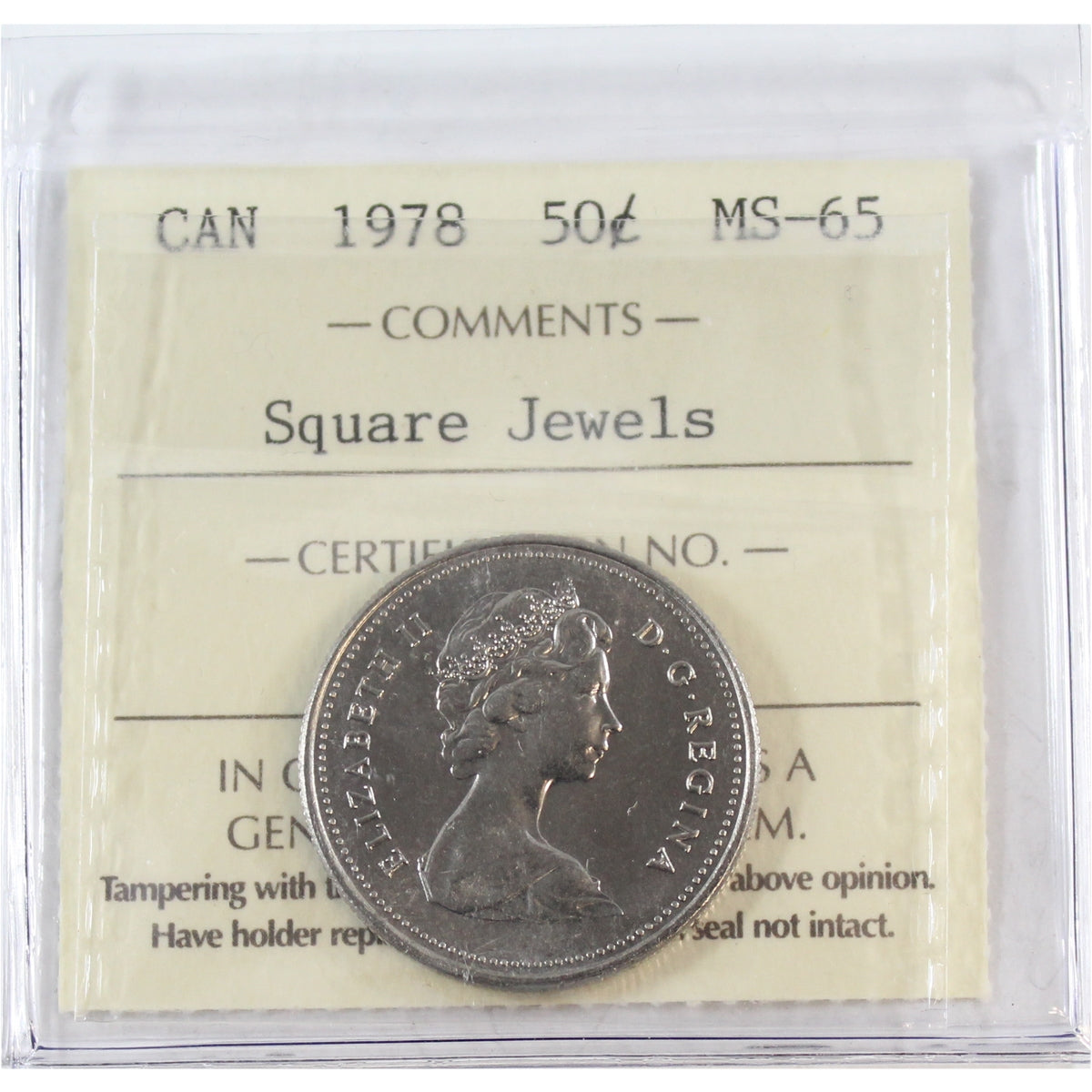 1978 Square Jewels Canada 50-cents ICCS Certified MS65