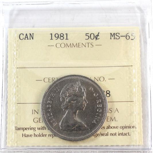 1981 Canada 50-cents ICCS Certified MS65