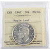 1947 Maple Leaf Canada 50-cents ICCS Certified MS64
