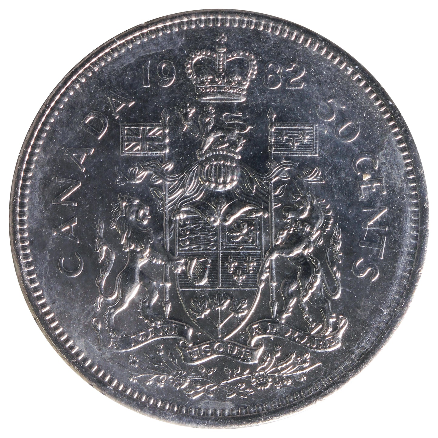 1982 Large Beads, Type 1 Canada 50-cents ICCS Certified MS65