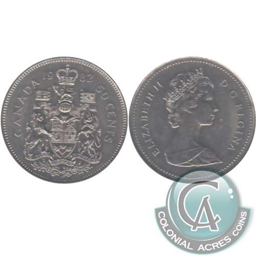 1982 Small Beads Canada 50-cents Almost Uncirculated (AU50)