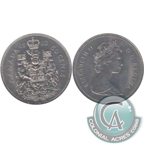 1982 Small Beads Canada 50-cents Brilliant Uncirculated (MS63) $