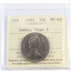 1982 Small Beads, Type 2 Canada 50-cents ICCS Certified MS63