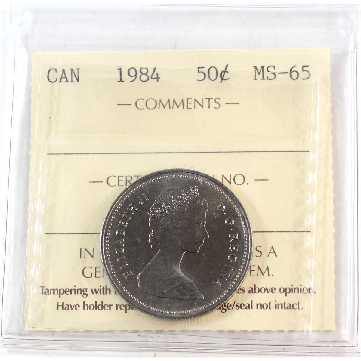 1984 Canada 50-cents ICCS Certified MS65