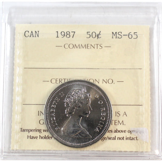 1987 Canada 50-cents ICCS Certified MS65