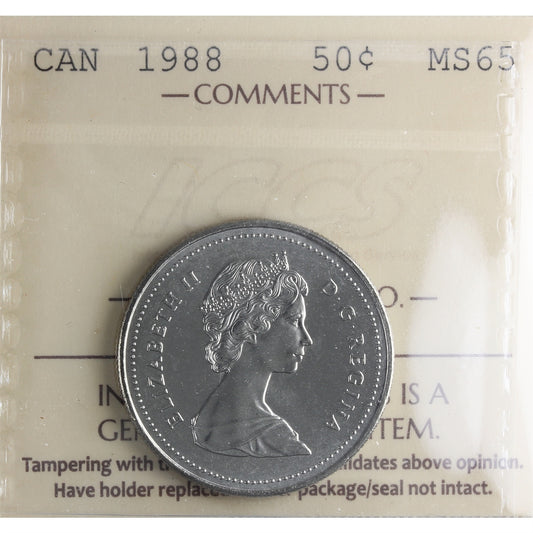 1988 Canada 50-cents ICCS Certified MS65
